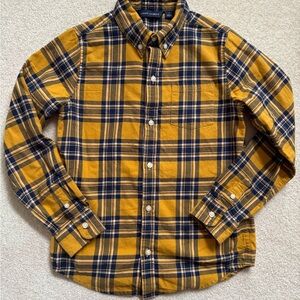Janie and Jack Maize and Navy Button Up Plaid Shirt Youth size 8